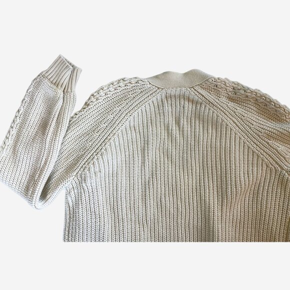 Abercrombie & Fitch Cardigan Sweater | Open Front Chunky Cable Knit Cream - Picture 11 of 12